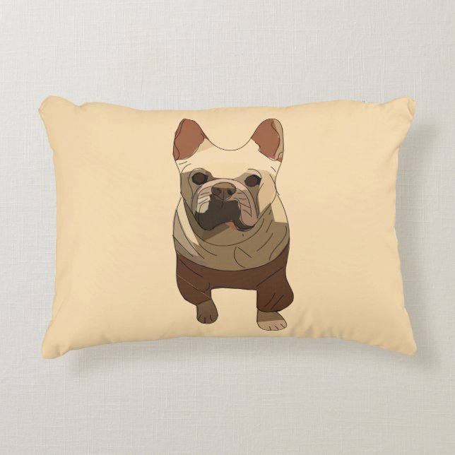 French Bulldog, Soft Peach Decorative Cushion (Front)
