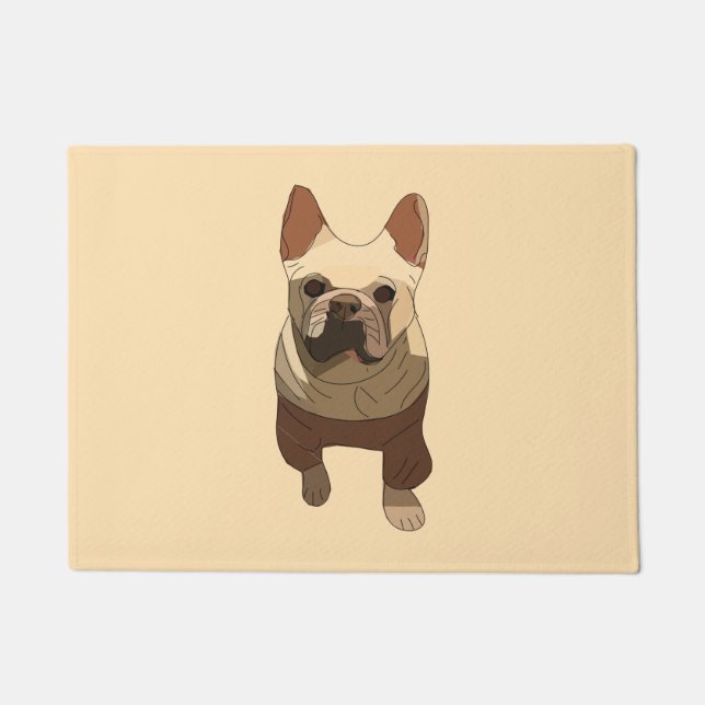 French Bulldog, Soft Peach Doormat (Front)