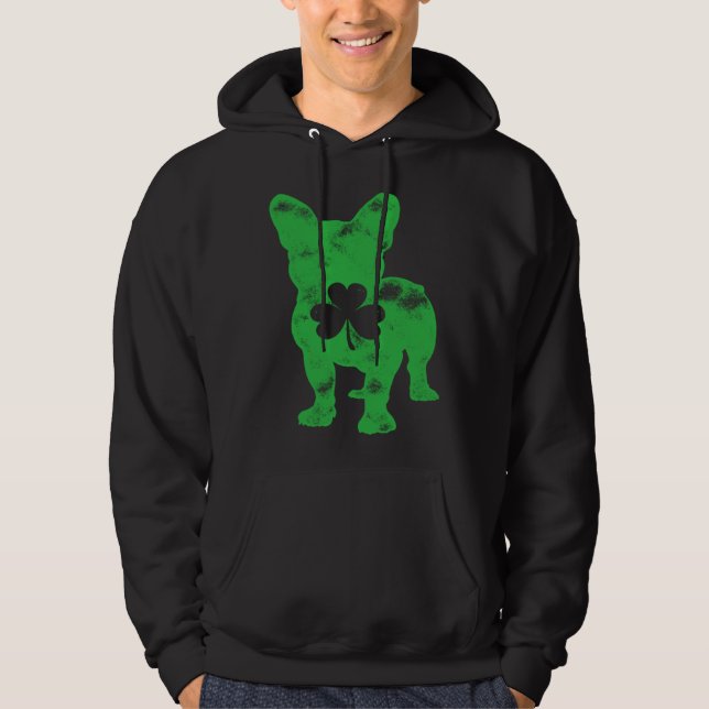 French Bulldog St Patrick s Day Men Women Shamrock Hoodie (Front)