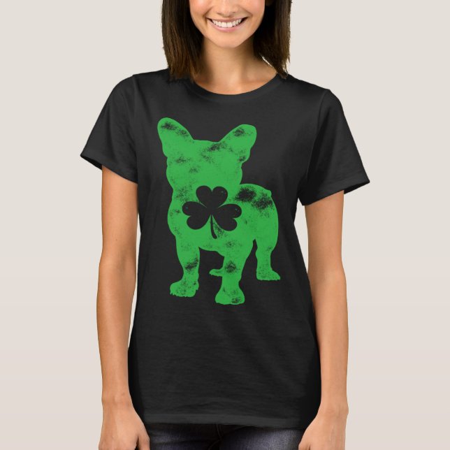 French Bulldog St Patrick s Day Men Women Shamrock T-Shirt (Front)