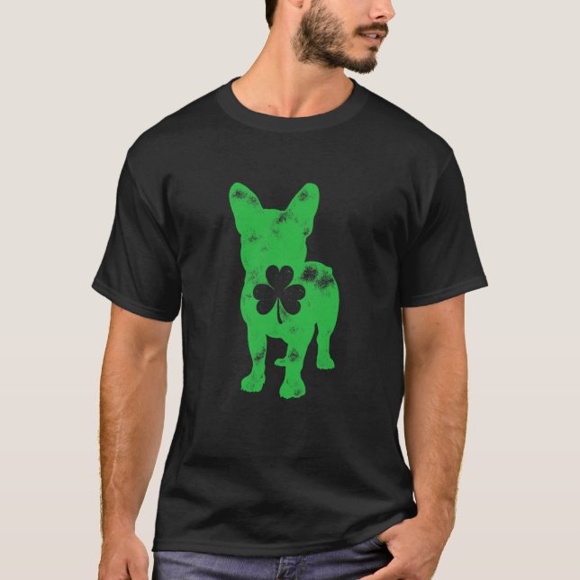French Bulldog St Patricks Day Boys Girls Shamrock T-Shirt (Front)