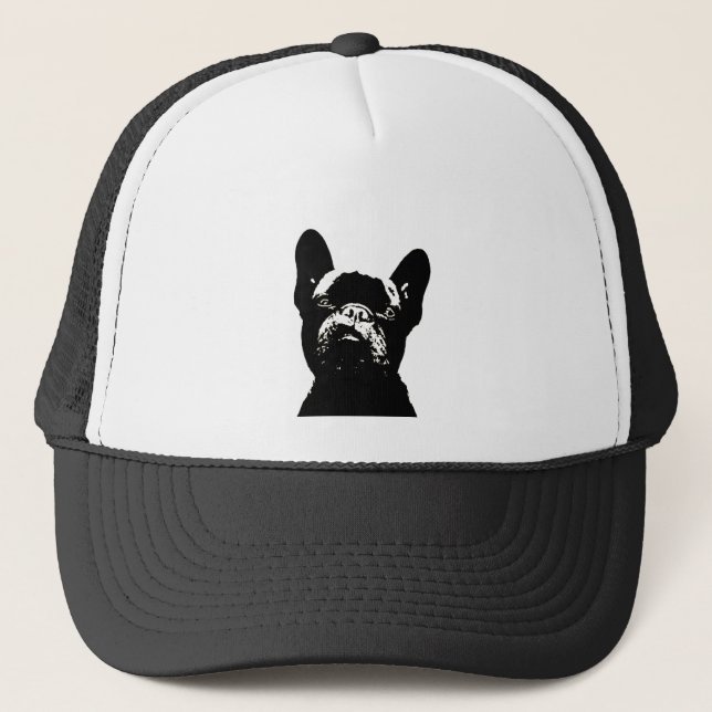 French Bulldog Stencil Design Trucker Hat (Front)