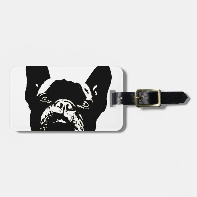 French Bulldog Stencil Luggage Tag (Front Horizontal)