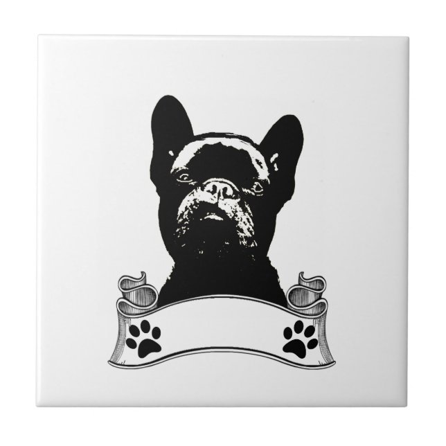 French Bulldog Stencil Personalised Tile (Front)