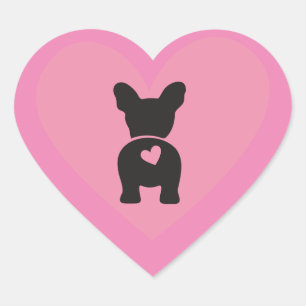 French Bulldog Stickers, Gift Labels with Hearts