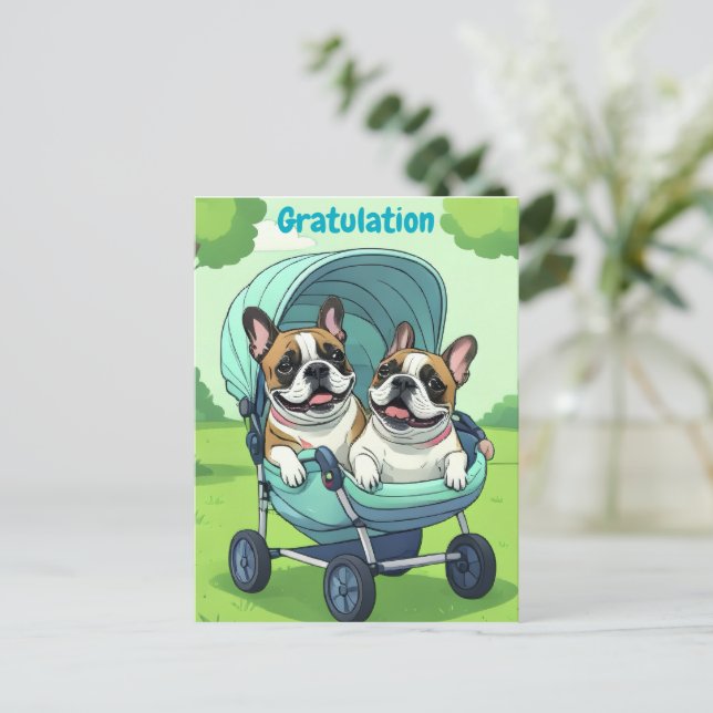 French Bulldog Stroller Postcard (Standing Front)