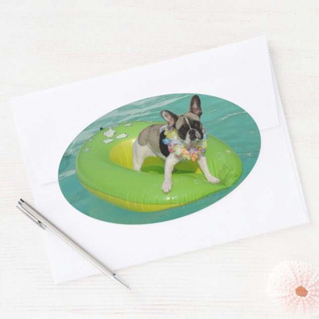 French Bulldog Summer French Bulldog Oval Sticker (Envelope)