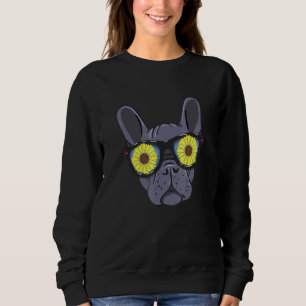 French Bulldog Sunflower Sunglasses Frenchie Dog Sweatshirt