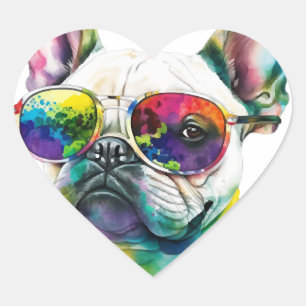 French Bulldog Sunglasses Dog Puppy Heart Sticker