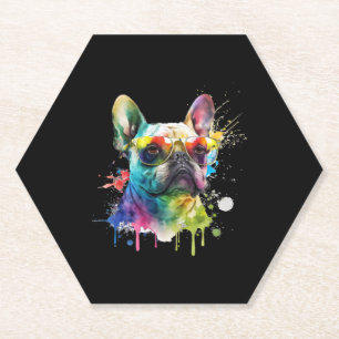 French Bulldog Sunglasses Dog Puppy           Paper Coaster