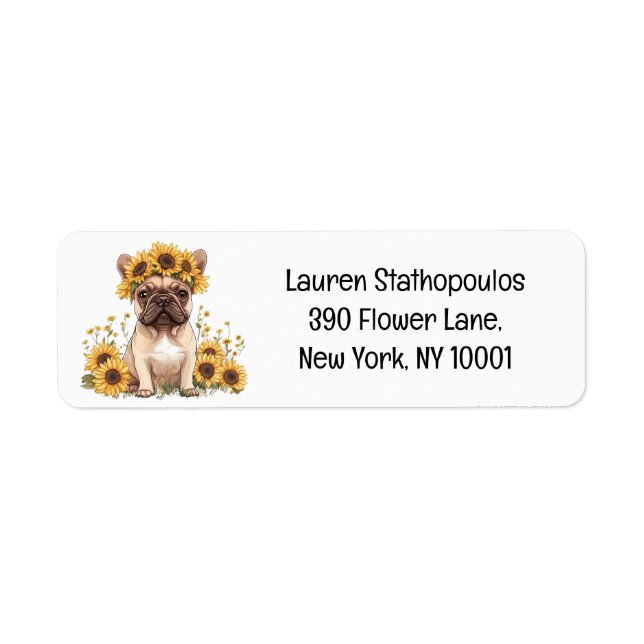 French Bulldog Surrounded By Sunflowers (Front)