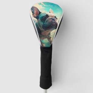 French Bulldog swimming in water 001 Golf Head Cover