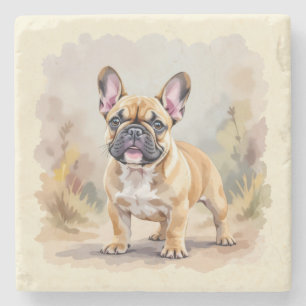 French Bulldog Tan Fawn-Colored Cute Frenchie Dog Stone Coaster
