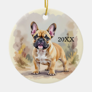 French Bulldog Tan Fawn-Coloured Cute Frenchie Dog Ceramic Tree Decoration