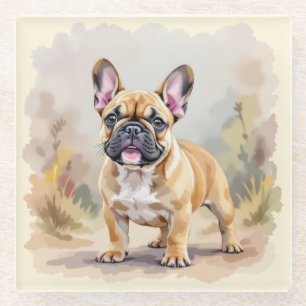 French Bulldog Tan Fawn-Coloured Cute Frenchie Dog Glass Coaster