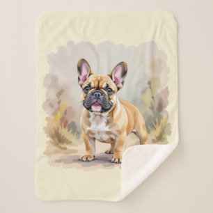 French Bulldog Tan Fawn-Coloured Cute Frenchie Dog Sherpa Blanket