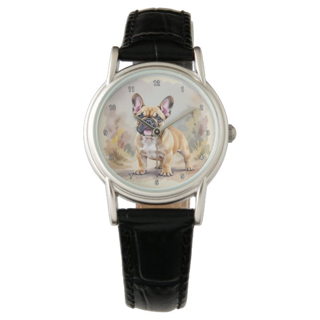 French Bulldog Tan Fawn-Coloured Cute Frenchie Dog Watch (Front)