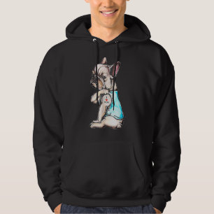 French Bulldog Tattoo I Love Mum Dog Mother's Day Hoodie