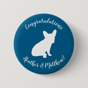 French Bulldog Theme Party - Baby Shower Blue 6 Cm Round Badge