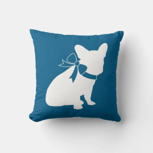 French Bulldog Theme Party - Baby Shower Blue Cushion