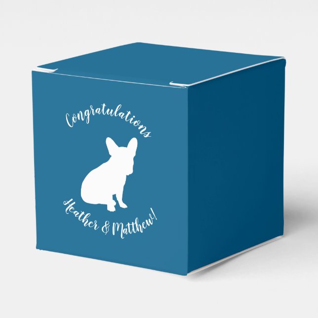 French Bulldog Theme Party - Baby Shower Blue Favour Box (Front Side)