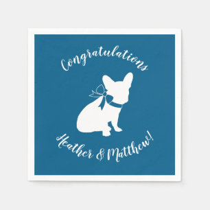 French Bulldog Theme Party - Baby Shower Blue Napkin