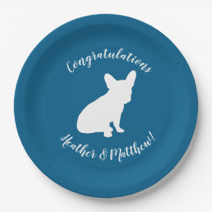 French Bulldog Theme Party - Baby Shower Blue Paper Plate