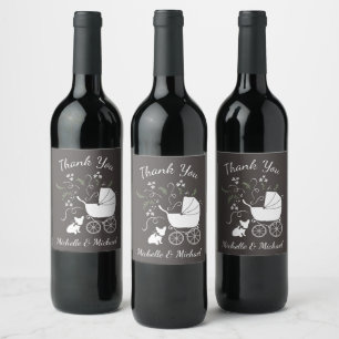 French Bulldog Theme Party - Baby Shower Neutral Wine Label