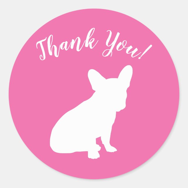 French Bulldog Theme Party - Baby Shower Pink Classic Round Sticker (Front)
