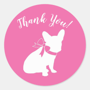 French Bulldog Theme Party - Baby Shower Pink Classic Round Sticker