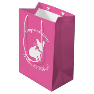 French Bulldog Theme Party - Baby Shower Pink Medium Gift Bag