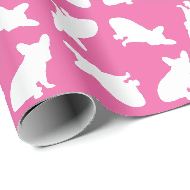French Bulldog Theme Party - Baby Shower Pink Wrapping Paper (Roll Corner)