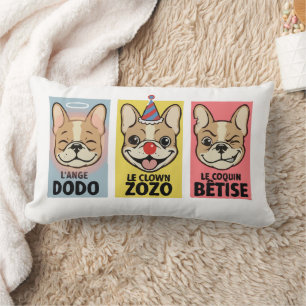 French Bulldog Three Moods Lumbar Cushion