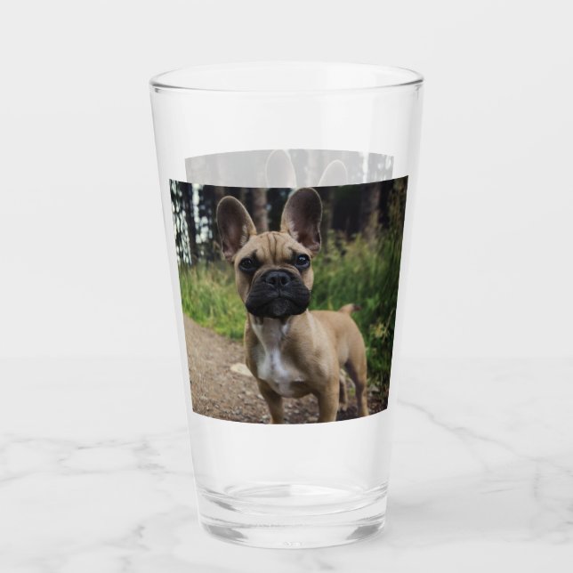French Bulldog Throw Pillow Glass (Front)