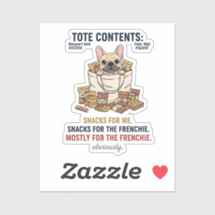 French Bulldog Tote Contents Snacks Funny Dog Mum 