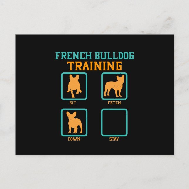 French bulldog training funny postcard (Front)