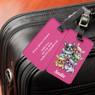 French Bulldog Travel Wanderlust Cute Pink Girly Luggage Tag