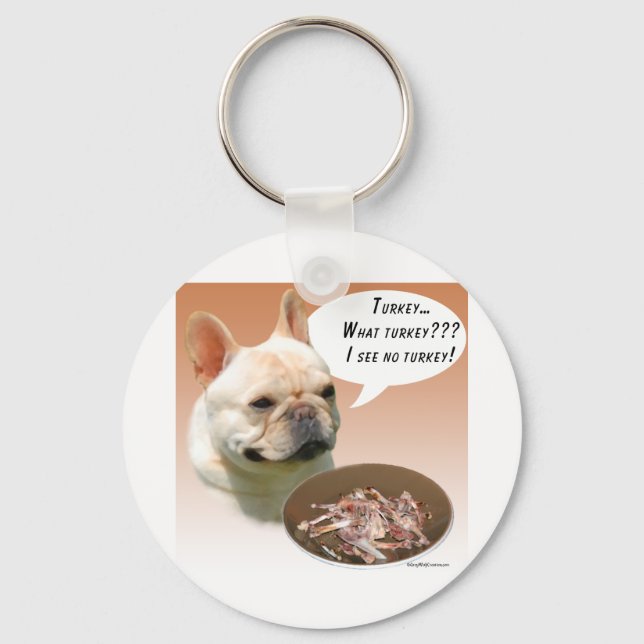French Bulldog Turkey Key Ring (Front)