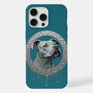 French Bulldog Turquoise Geometric Modern Portrait iPhone 15 Pro Max Case