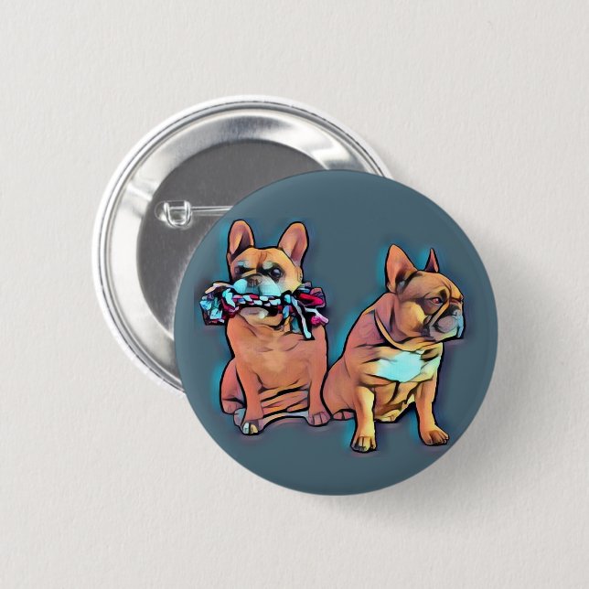 French Bulldog two friends French Bulldog 6 Cm Round Badge (Front & Back)