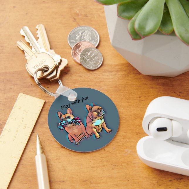 French Bulldog two friends French Bulldog Key Ring (Desk)