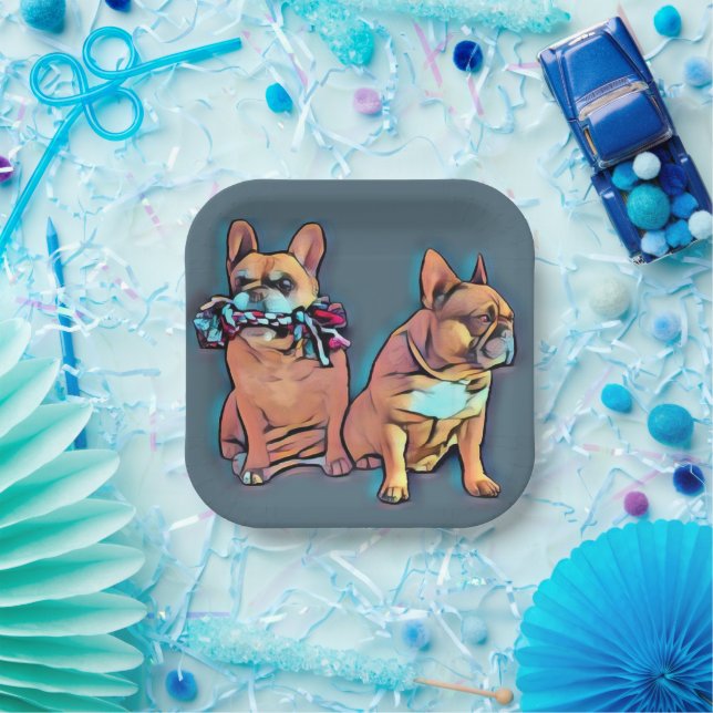 French Bulldog two friends French Bulldog Paper Plate (Party)