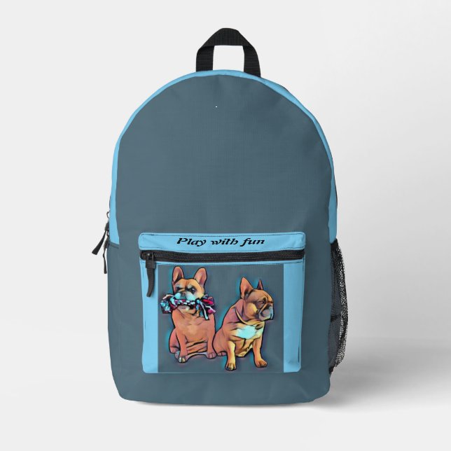French Bulldog two friends French Bulldog Printed Backpack (Front)
