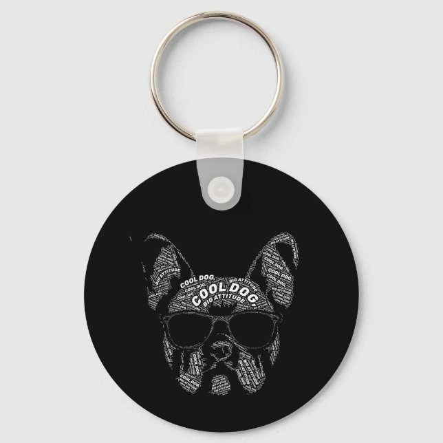 French Bulldog Typography Key Ring (Front)