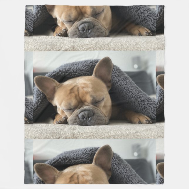 french bulldog under blanket   fleece blanket (Front)