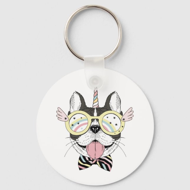 French Bulldog Unicorn Key Ring (Front)