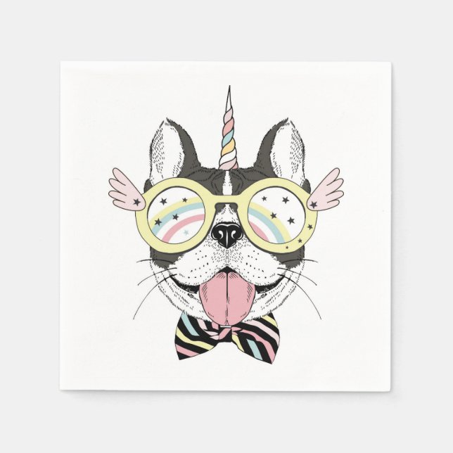 French Bulldog Unicorn Napkin (Front)
