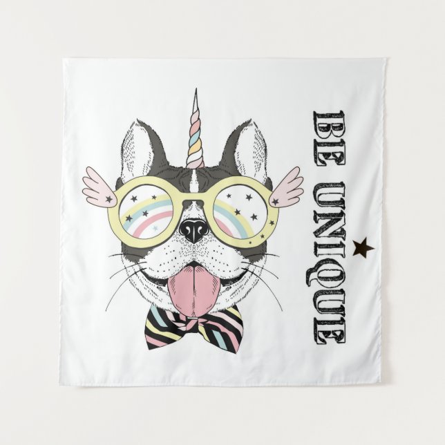 French Bulldog Unicorn Tapestry (Front)