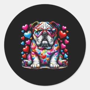 French Bulldog Valentine Bulldog Mum Lover Dogs Classic Round Sticker