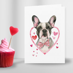 French Bulldog Valentines Day Dog Frenchie Heart Holiday Card